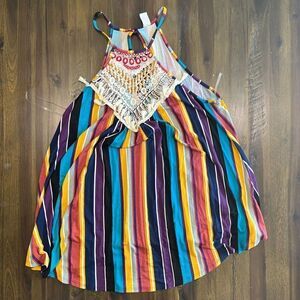 CY Boutique Multi Stripe Crochet Tank Top